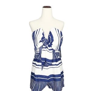 Delphi Blue and White Striped Tie-Front Romper sz s NWT